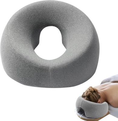 1 massagekudde för magläge - 26×6×13 cm - Ansiktsstödskudde för användning i sängen och för magläge - Ansiktshållare - Grå