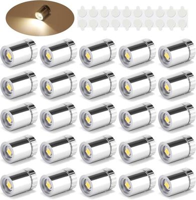 20 trådløse mini LED-spotlights – batteridrevne – varmt hvidt lys – velegnet til kunstværker, smykker, udstillingsmontrer, modeller og dekoration