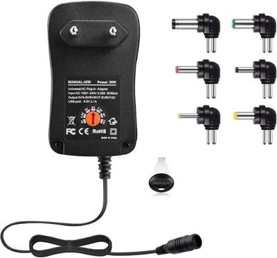 30W universal AC/DC strømadapter, 3V-12V, 1A/2A skiftetransformator med 6 terminaler
