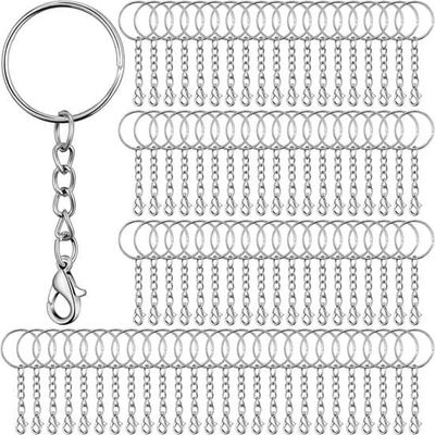 60 stycken - 25 mm diameter - Nyckelringar i metall - Nyckelringar med hummerlås - Enkel DIY-nyckelringberlock - Nyckelring - Nyckelögla - Nyckelkedja - Rund nyckelring