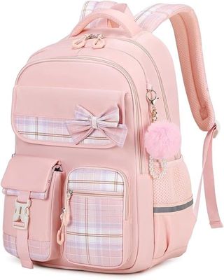 Ryggsäck för flickor och tonåringar (rosa), laptopväska med stor kapacitet
