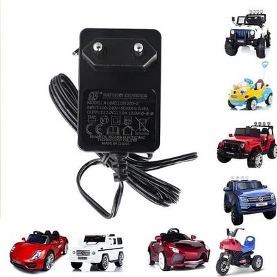 Universal 12V 1A Batterioplader til Elektriske Børnebiler, Motorcykler, Quads og ATV'er - Inkluderer LED Statusindikator