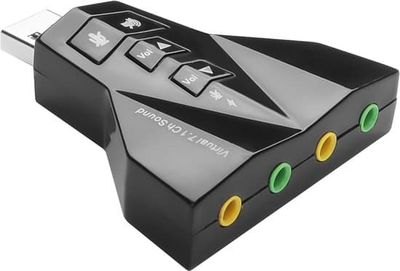 Eksternt USB-lydkort 4 porte, ekstern lydkort stereo-adapter til Windows og Mac, plug and play, ingen drivere nødvendige, til PS5, PS4, USB-lyd