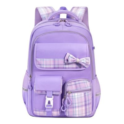 Vattentät barnryggsäck, stor kapacitet, med handtag och laptopfack, lila
