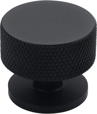 6-pak skabsknopper, 1,2-tommer diameter riflede runde køkkenknopper, velegnet til skabe og skuffer, sort.