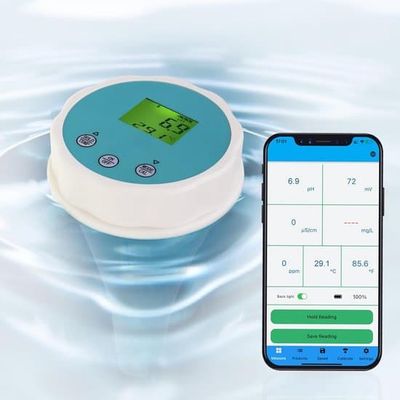 6-i-1 vandtester Bluetooth datalagring pool vandkvalitetsmåler klor pH EC ORP salinitet temperatur Smart app hydroponics
