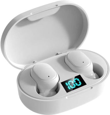Hvide in-ear Bluetooth vandtætte høretelefoner | Trådløs støjreduktion | Ægte trådløs stereo | 30ms latenstid | LED-skærm