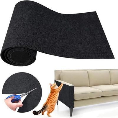 Kradsemåtte til katte, tæppekradsebræt, kan tilskæres, 60*200cm, erstatning for kradsestolpe, sofaprotektion, soveværelse, stue - sort