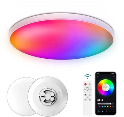 30 cm LED Loftlampe, RGB 2700K-6500K, Bluetooth, Smart App, WiFi, Stemmestyring, Køkken/Badeværelse