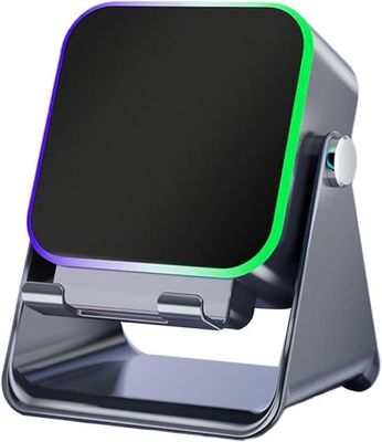 Induktiv højttaler - Telefonholder - Trådløs opladning - Justerbar belysning - Sort