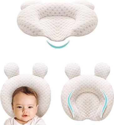 Ergonomisk Hukommelsesskum Baby Sovepude (0-12 måneder), maskinvaskbar fladhovedstøttepude.