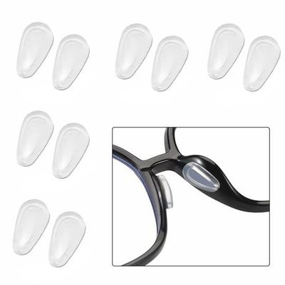 10-pak selvklæbende silikone næsepuder til briller, skridsikker 1,5*0,66*0,32 cm til optiske, solbrille-, plastikstel - Hvid