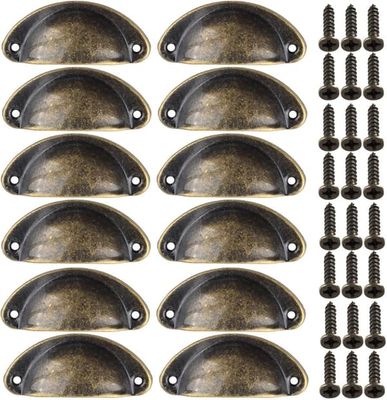 12-delade 3-tums (82 mm) vintage köksskåpshandtag, möbeldörrhandtag med skruvar för lådor och garderober