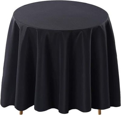 Spisebordsduge, Rund dug, Dug, Polyester, Vaskbar, Pletafvisende, Krølfri og til 5 til 6 personer, Diameter 200 cm, Sort