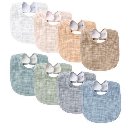 Babygylp, 8-pak, trekantede hagesmække, savlesmække, unisex, ren bomuld, blød og absorberende, velegnet til tænder og savlende babyer (B)