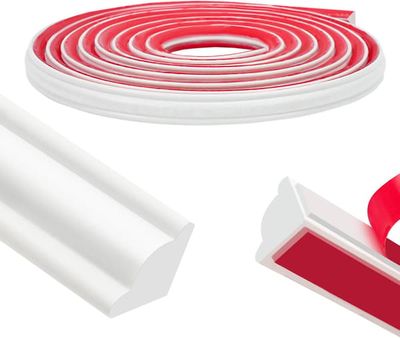 Selvklæbende PVC fleksibel fodliste, 5 meter fleksibel kantliste, selvklæbende dekorativ liste Til laminatgulve, vægge, malbar & gør-det-selv (12x9 mm)