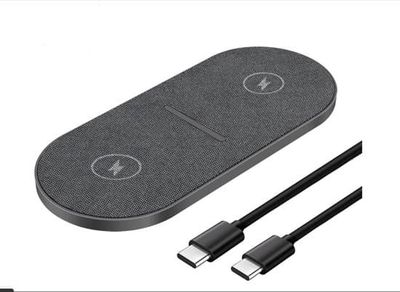 Dobbelt 20W Induktionsoplader, 2-i-1 Trådløs Oplader, Egnet til iPhone 17, 16, 15, 14, 13, 12, 11, Pro Max, 8 Plus, Samsung Galaxy S26, S25, S24