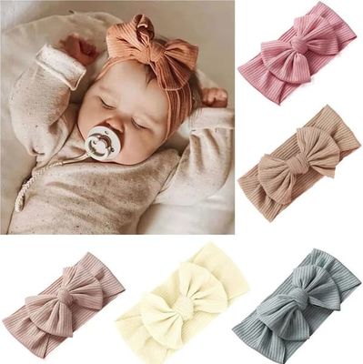 Babyhårbånd » 5-pak sløjfehårbånd, høj elasticitet, brede strikkede babyhåraccessories - Flere farver
