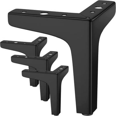 4-pak metalmøbelben, 10 cm TV-bensæt, bæreevne op til 800 kg, sort.