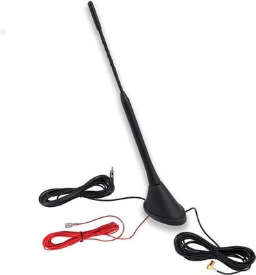 DAB/DAB+ Bilradioantenn FM/AM Radioantenn Takantenn Förstärkaradapter SMB till DIN-gränssnitt, med RG174 5-meters (16,4 fot) kabel