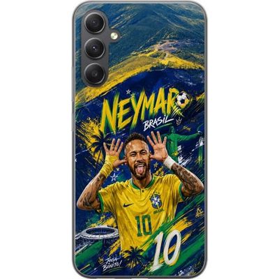 Kompatibel Mobilcover til Samsung Galaxy A05s Neymar i Brasilien-inspireret fodboldkollage med gule, grønne og blå toner og grafiske detaljer