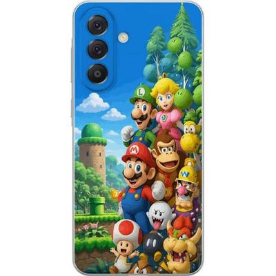 Kompatibelt Mobildeksel til Samsung Galaxy A27 Lekfull illustrasjon med flere fargerike spillkarakterer og grønn fantasiverden