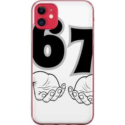 Kompatibelt Mobildeksel til Apple iPhone 11 67 meme hender illustrasjon svart-hvitt - ren 6-7 grafikk med hender og tydelig minimalistisk design