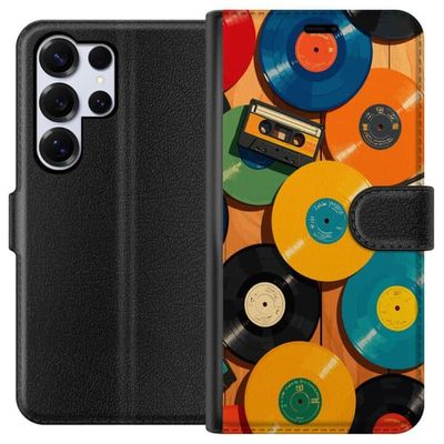 Kompatibelt Lommeboketui til Samsung Galaxy S26 Ultra Musikkmotiv med fargerike LP-plater og nostalgisk retrodesign