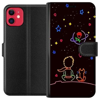 Kompatibelt Lommeboketui til Apple iPhone 11 Illustrasjon i neonstil med figur og dyr mot mørk bakgrunn, inspirert av natt og rom