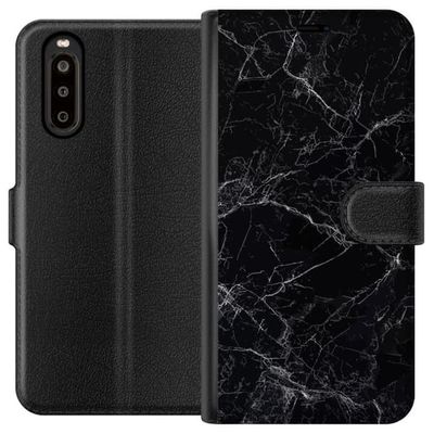 Kompatibelt Lommeboketui til Sony Xperia 10 II Marmor Svart