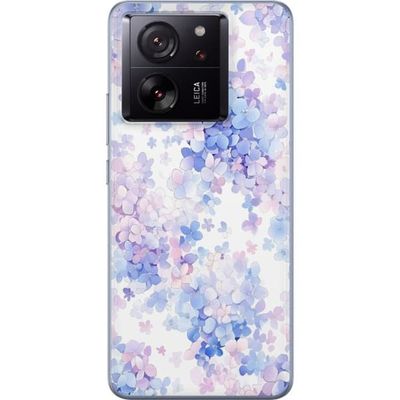 Kompatibelt Mobildeksel til Xiaomi 13T Pro Blomstrete illustrasjon i lyse pastellfarger med svevende små blomster og mykt helhetsdesign