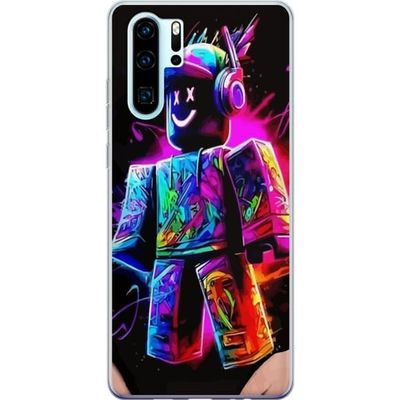 Kompatibel Mobilcover til Huawei P30 Pro Grafisk figur med farverige neon-stil hovedtelefoner mod en mørk baggrund med en moderne følelse