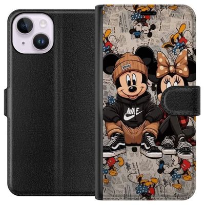 Kompatibelt Lommeboketui til Apple iPhone 15 Tegneserie mus duo i gateklær med caps sneakers urbant illustrasjon
