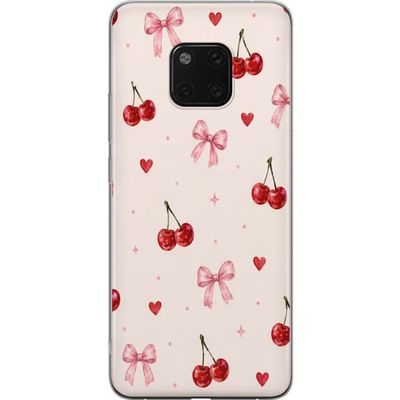 Kompatibelt Mobildeksel til Huawei Mate 20 Pro Leken motiv med kirsebær og rosa detaljer som skaper en sjarmerende følelse.