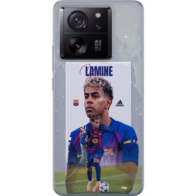 Kompatibelt Mobildeksel til Xiaomi 13T Pro Portrett av Lamine Yamal med fokus på fotball og blå toner i moderne sportsdesign