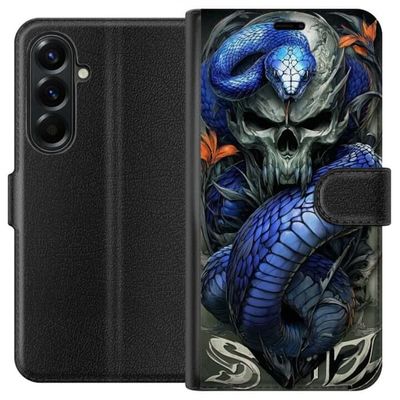 Kompatibelt Lommeboketui til Samsung Galaxy A37 Kunstnerisk illustrasjon av slange og hodeskalle i dramatisk og detaljert stil