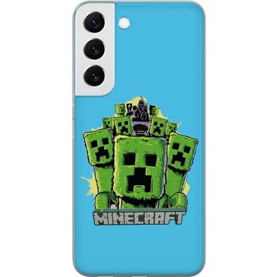 Kompatibelt Mobildeksel til Samsung Galaxy S22+ 5G Minecraft Creeperhær i tegneseriestil - grønn Creeperillustrasjon med klassisk Minecraft-tema for