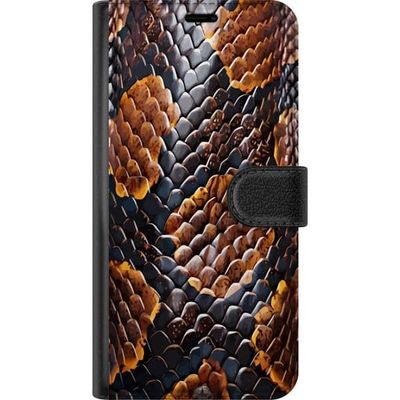 Kompatibelt Lommeboketui til Samsung Galaxy A16 5G Detaljert mønster som ligner på en luksuriøs reptilstruktur i brune og svarte toner
