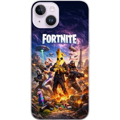 Kompatibelt Mobildeksel til Apple iPhone 14 Aksjefylt spillmotiv med banankarakter og dramatisk miljø i fargerikt design