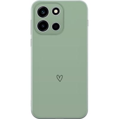 Kompatibelt Mobildeksel til OnePlus Nord 6 Enkelt svart linjetegnet hjerte på ensfarget myk grønn bakgrunn med et minimalistisk uttrykk