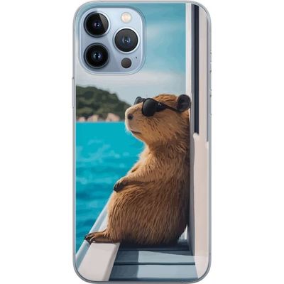 Kompatibelt Mobildeksel til Apple iPhone 13 Pro Max Kapybara ved havet med solbriller humoristisk sjarmerende design med avslappet feriefølelse