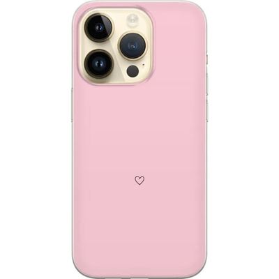 Kompatibelt Mobildeksel til Apple iPhone 14 Pro Minimalistisk svart hjerte med kontur mot ensfarget rosa bakgrunn