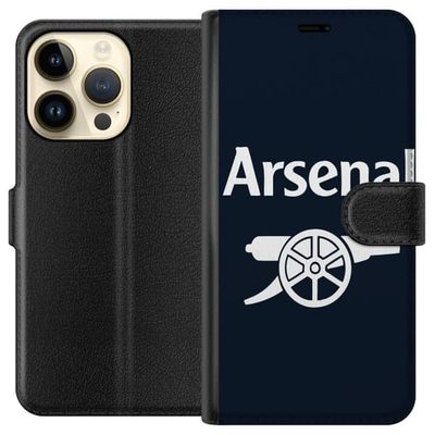 Kompatibelt Lommeboketui til Apple iPhone 15 Pro Arsenal logo i mørkeblått og hvitt klassisk fotballmotiv for Premier League fans