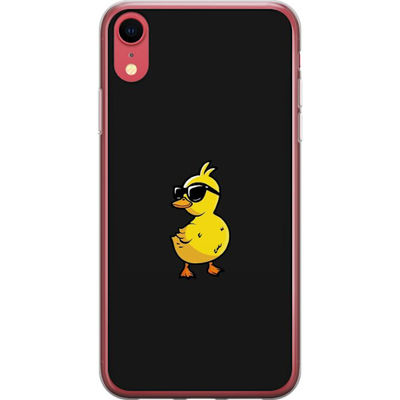 Kompatibel Mobilcover til Apple iPhone XR Tegnet and med solbriller i enkel stil mod sort baggrund