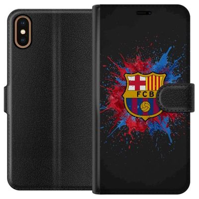 Kompatibelt Lommeboketui til Apple iPhone X Barcelona Splash Art med FC Barcelonas emblem i blått og rødt perfekt for fotballfans