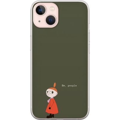 Kompatibel Mobilcover til Apple iPhone 13 mini Illustreret motiv med Lilla My i orange kjole, humoristisk citat og dæmpet grøn baggrund
