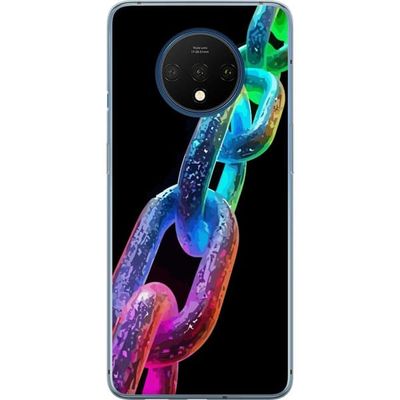 Kompatibelt Mobildeksel til OnePlus 7T Fargerik metallkjede med blank finish og minimalistisk design