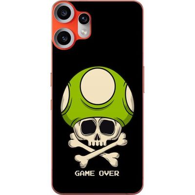 Kompatibelt Mobildeksel til Nothing CMF Phone 2 Pro Spillinspirert motiv med dødskalle og grønn sopp i retrostil med teksten game over