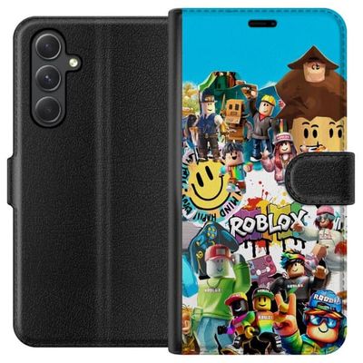 Kompatibelt Lommeboketui til Samsung Galaxy A15 5G Roblox Party fargeglad motiv med spillkarakterer og gaming energi for alle fans