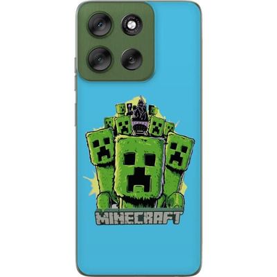 Kompatibelt Mobildeksel til Motorola Moto G56 Minecraft Creeperhær i tegneseriestil - grønn Creeperillustrasjon med klassisk Minecraft-tema for fans